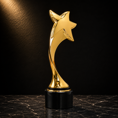 Crescent Shooting Star Trophy - custom acrylic awards with your logo